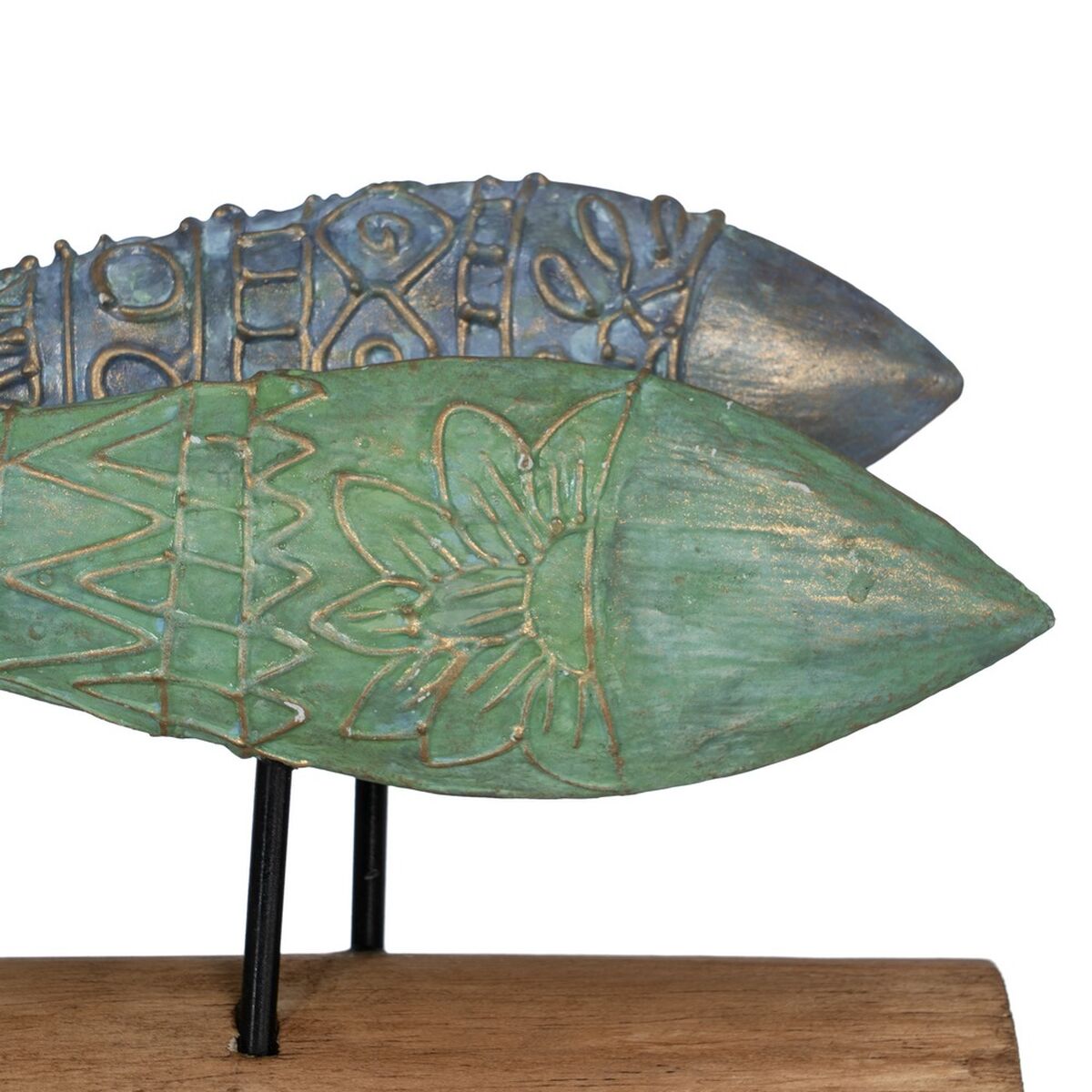 Prydnadsfigur Grön Naturell Fiskar 56 x 7 x 31 cm - 3