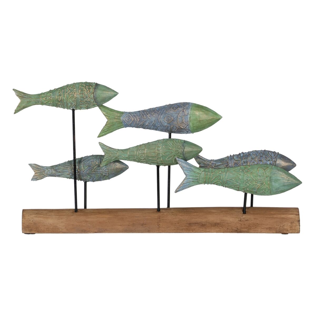 Prydnadsfigur Grön Naturell Fiskar 56 x 7 x 31 cm