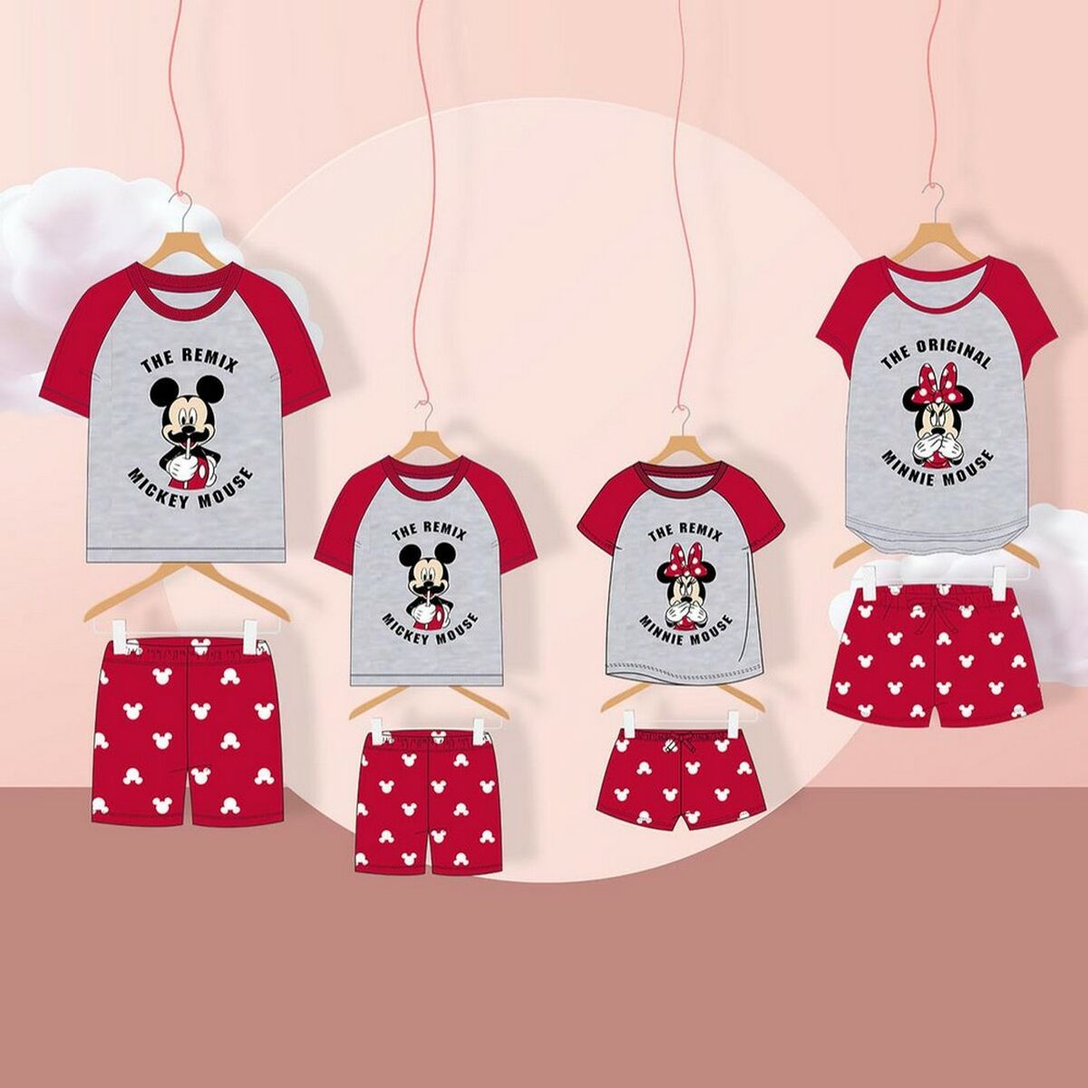 Sommarpyjamas Mickey Mouse Röd Grå - 2