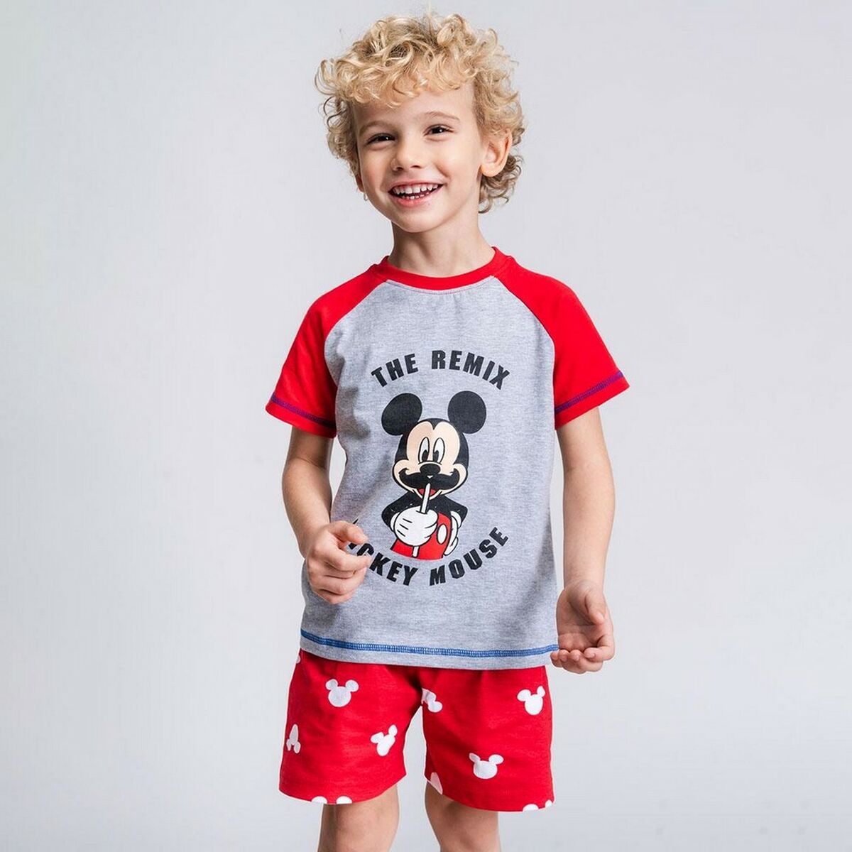 Sommarpyjamas Mickey Mouse Röd Grå - 4