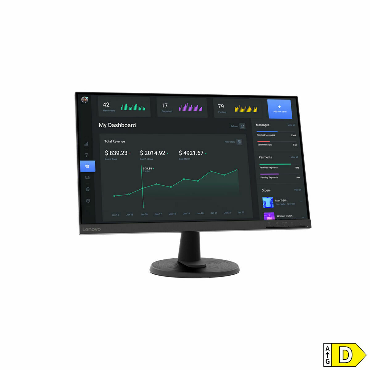 Monitor Lenovo D24-40 Full HD Full HD 23,8" 75 Hz - 3