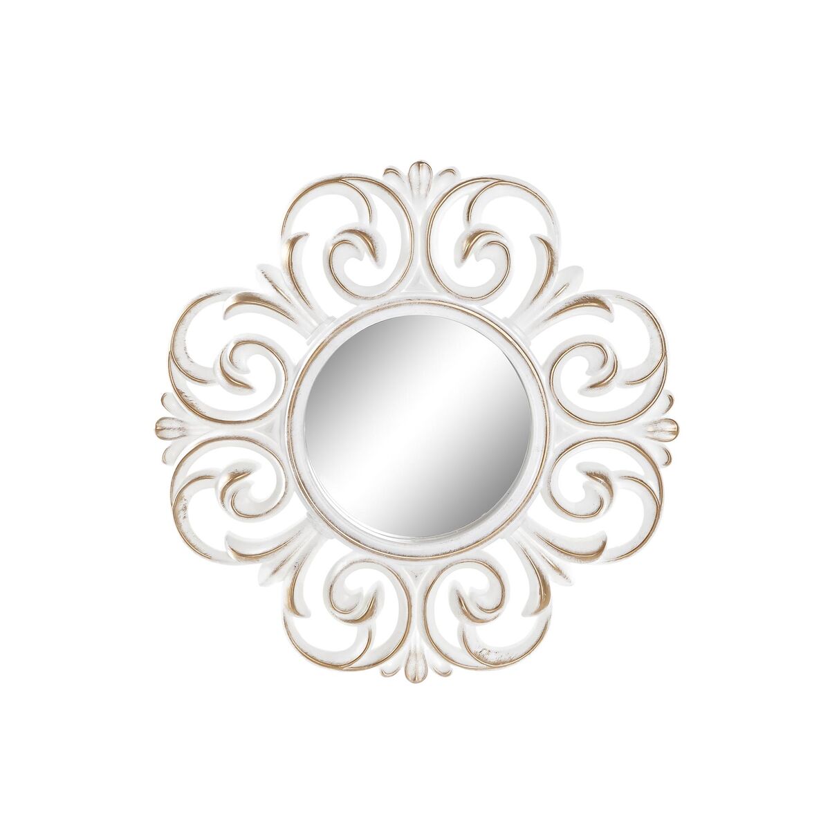 Spegelspel DKD Home Decor Glas Gyllene Vit PP 2 antal Modern Avskalad (35 x 2 x 35 cm) - 3