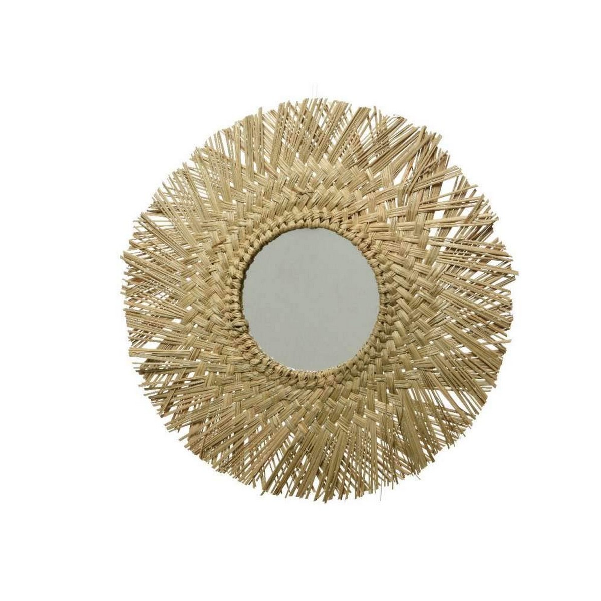Väggspegel Decoris Rund Naturell Rusar (Ø 50 cm)