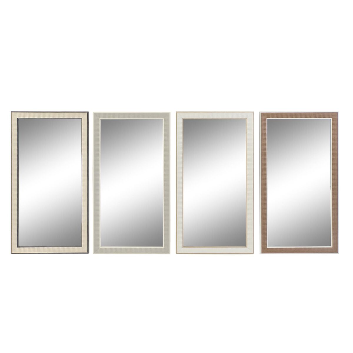 Väggspegel DKD Home Decor Glas Brun Vit Mörkgrå PS Traditionell 4 antal (36 x 2 x 66 cm)
