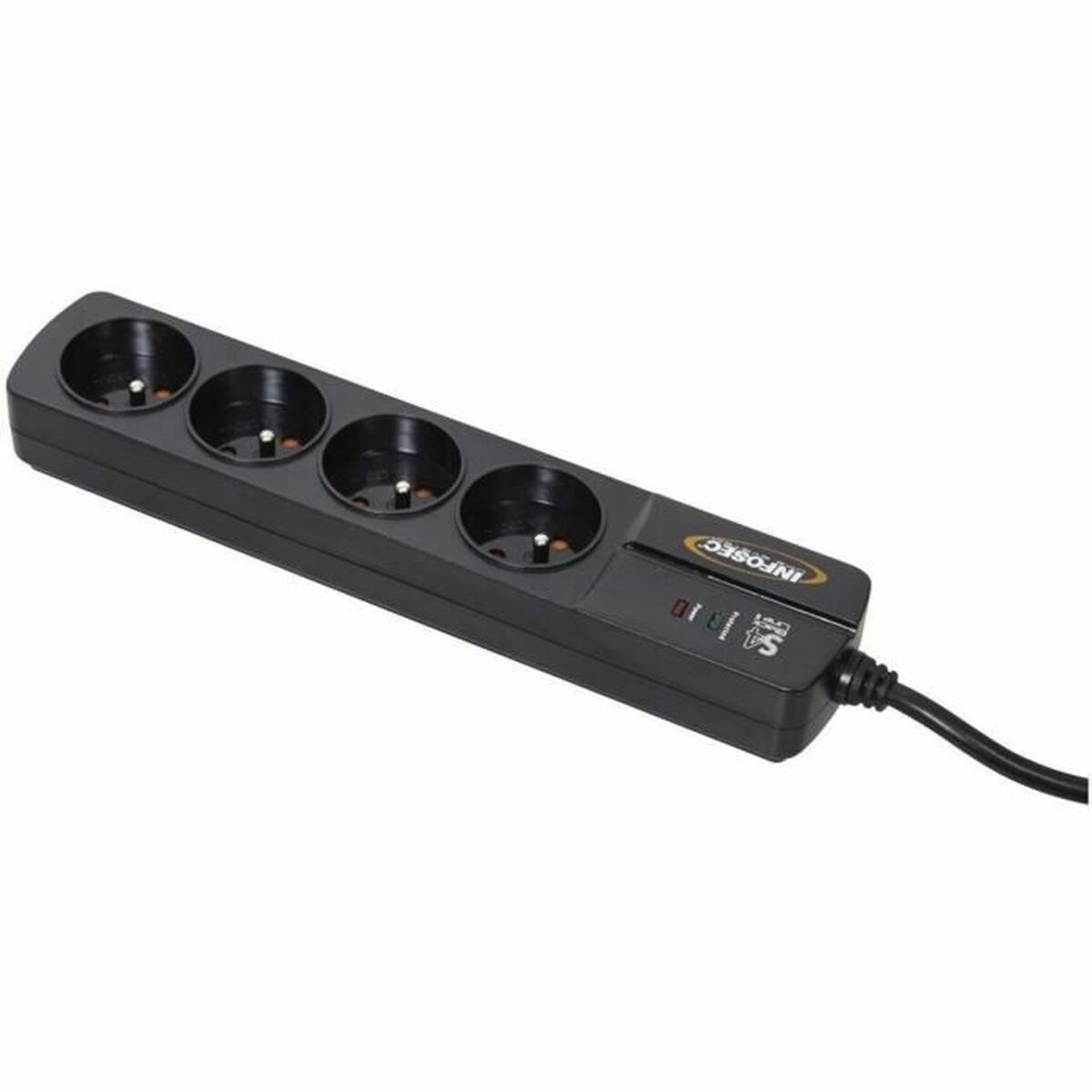 Ellist 4 Tomas-uttag med brytare INFOSEC S4 Black Line II Svart - 2