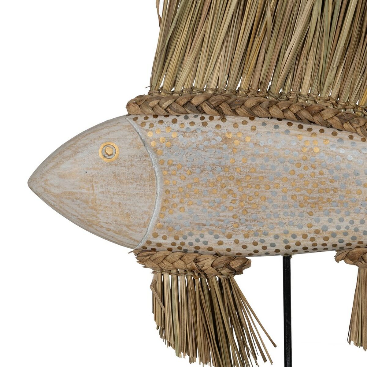 Prydnadsfigur Vit Brun Naturell Fisk 70 x 12 x 53 cm - 4