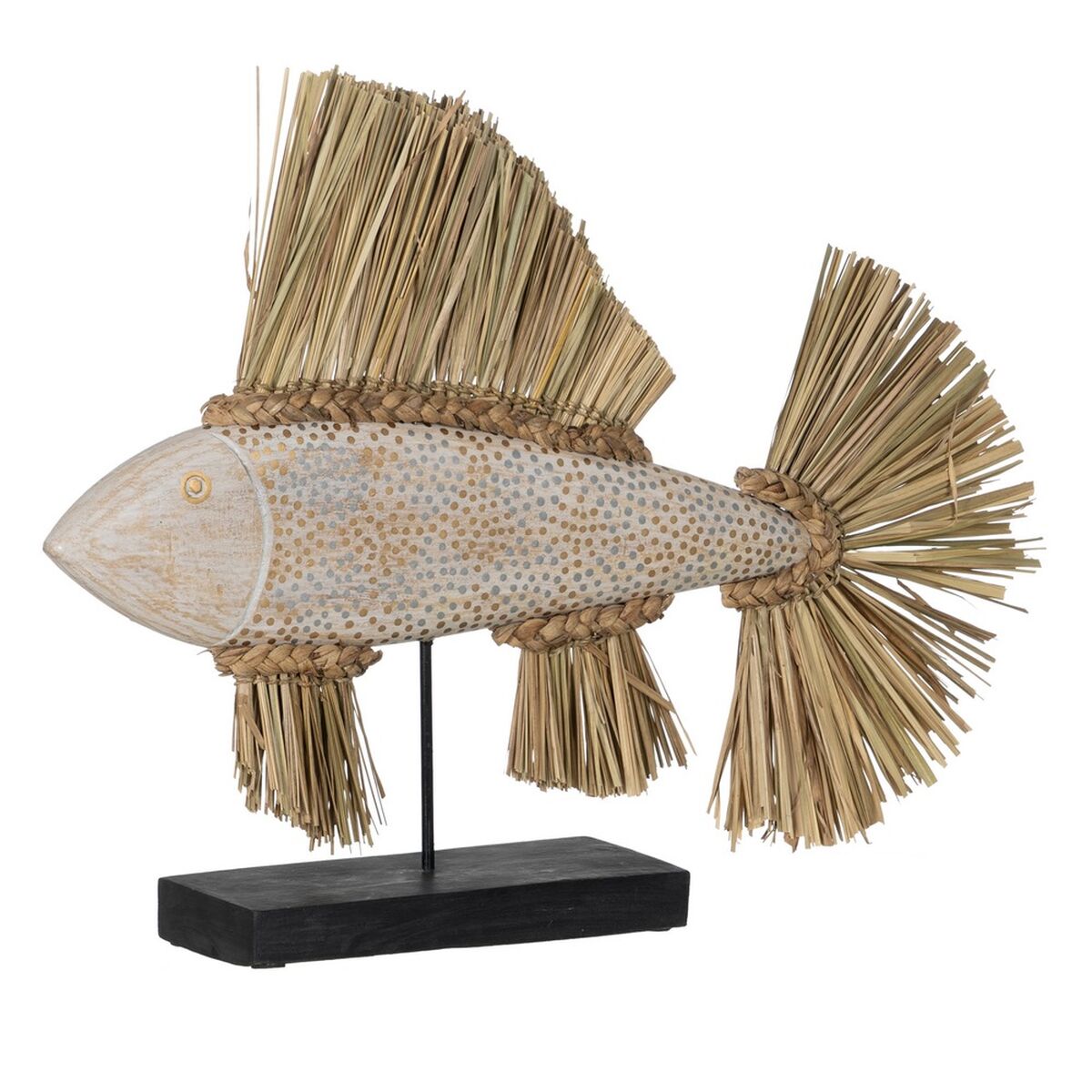 Prydnadsfigur Vit Brun Naturell Fisk 70 x 12 x 53 cm - 2