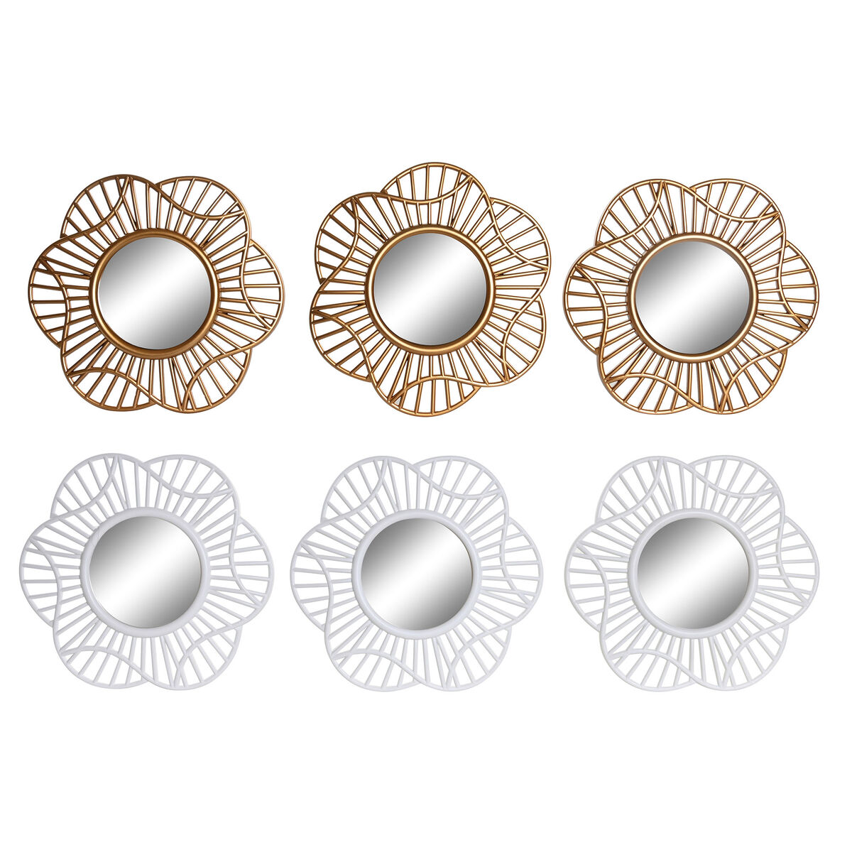 Spegelspel DKD Home Decor Glas Gyllene Vit polypropen (25 x 2 x 25 cm) (2 antal)