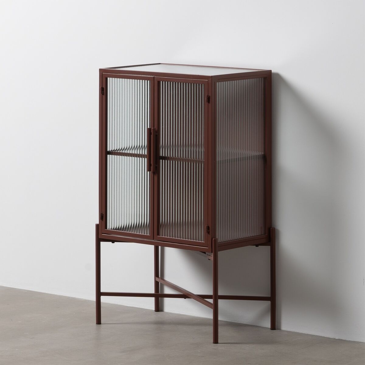 Vitrinskåp med dubbel glasdörr Takpanna Glas Järn 70 x 36 x 143 cm - 5