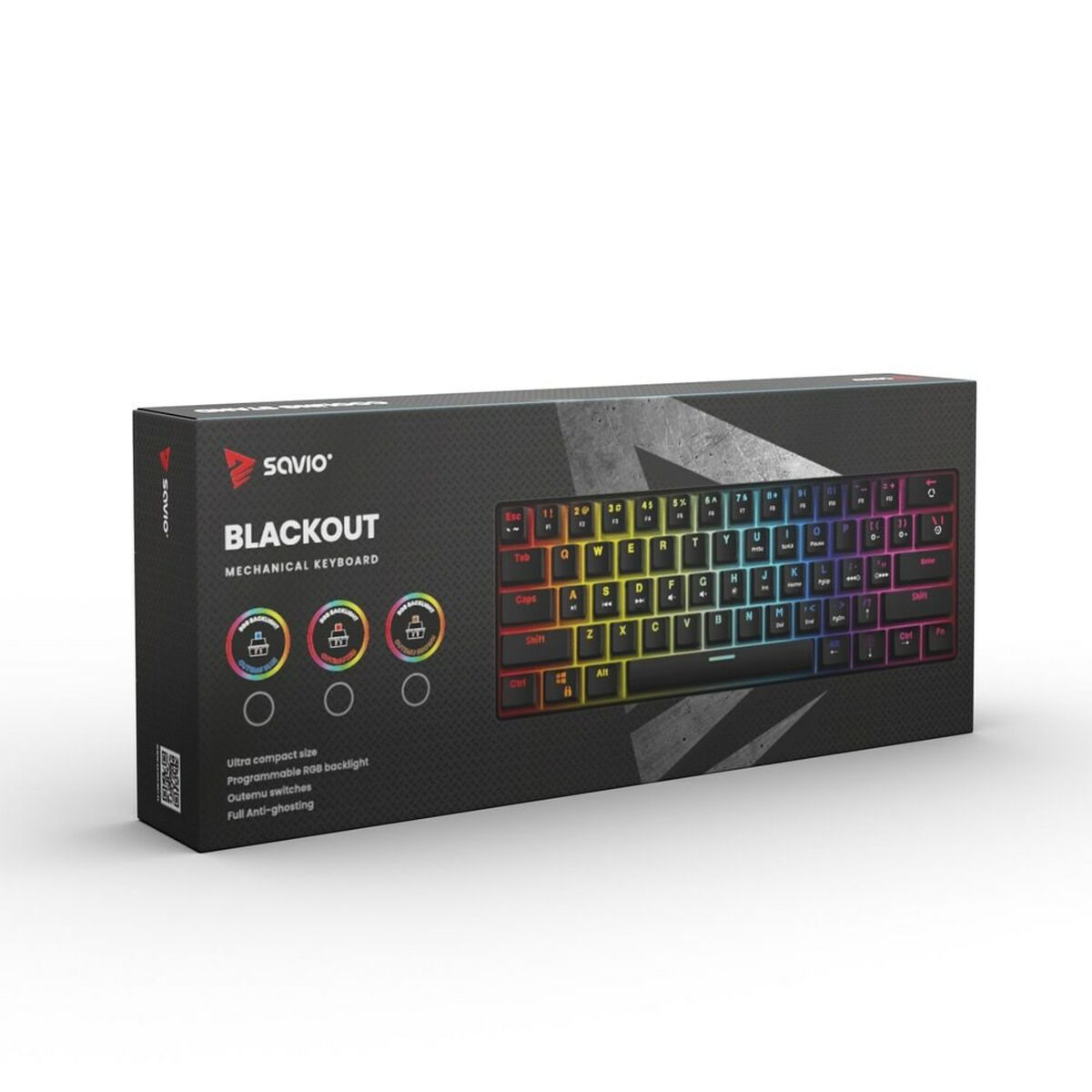 Tangentbord Savio BLACKOUT Svart Multicolour Engelska QWERTY - 9