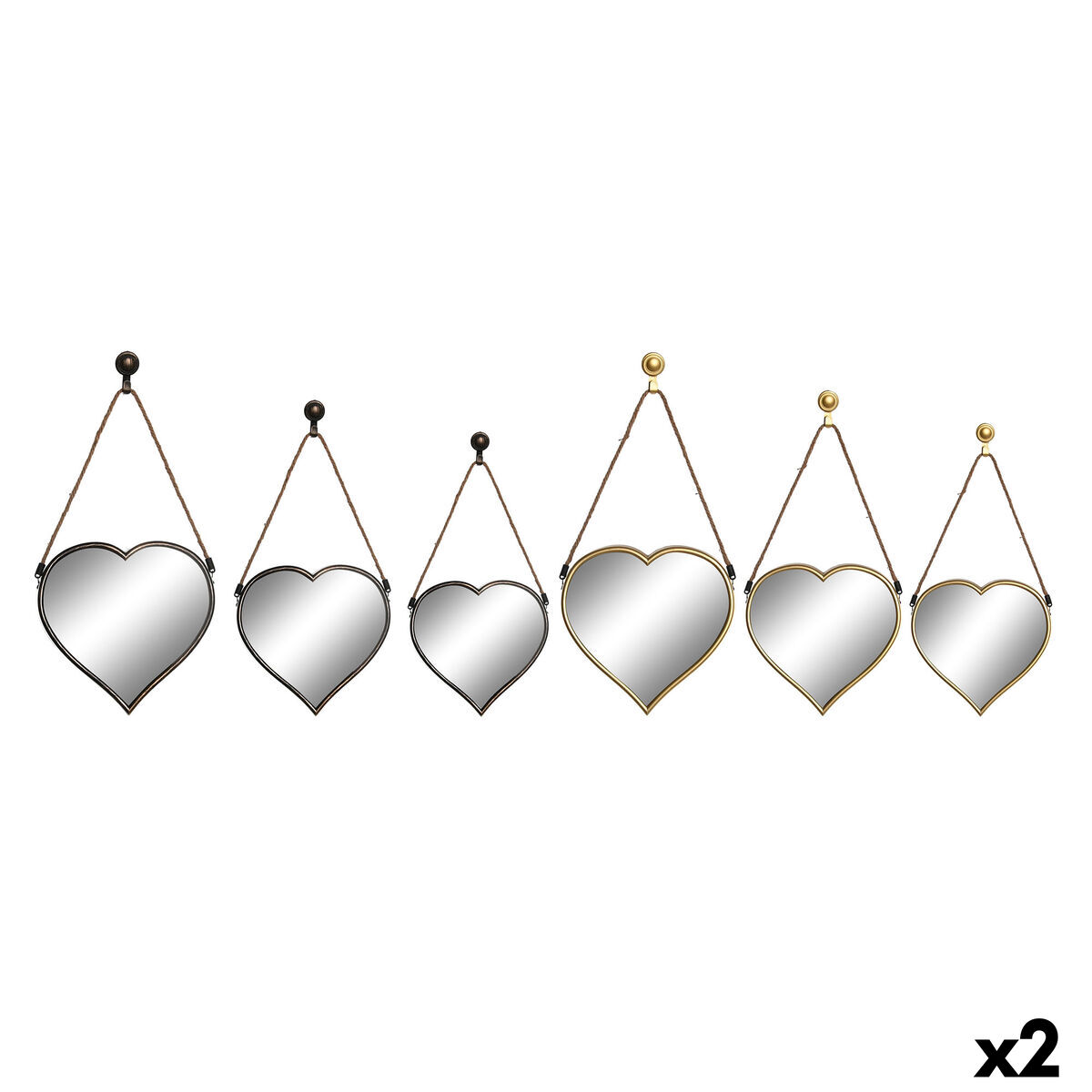 Spegelspel DKD Home Decor Scandi Glas Svart Gyllene polypropen (26 x 3 x 26 cm) (2 antal) - 4