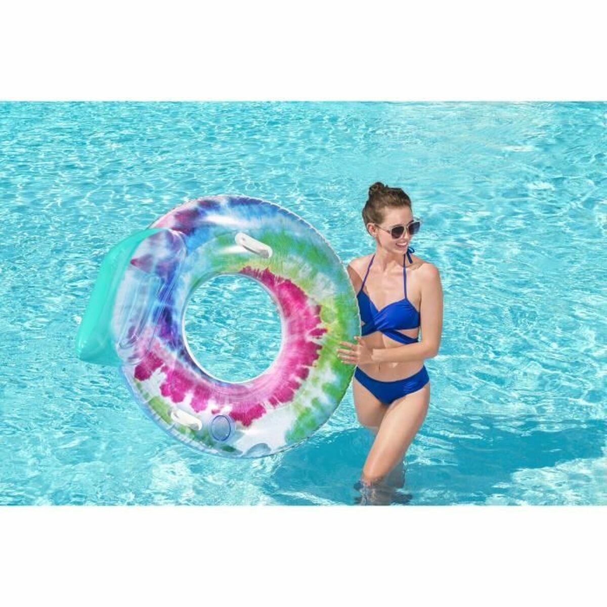 Bestway Uppblåsbart Hjul med Handtag och Ryggstöd Tie Dye D118 cm Strand och Pool 43637 - 3