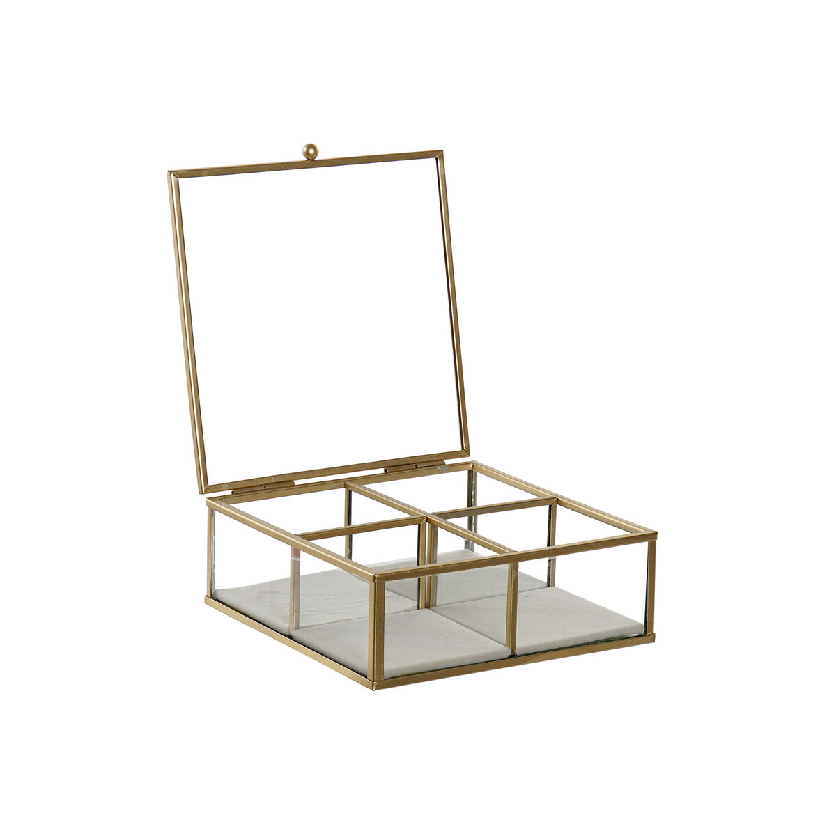 Smyckeskrin DKD Home Decor Grön Ljusgrå Metall Glas 15 x 15 x 5,5 cm (2 antal) - 5