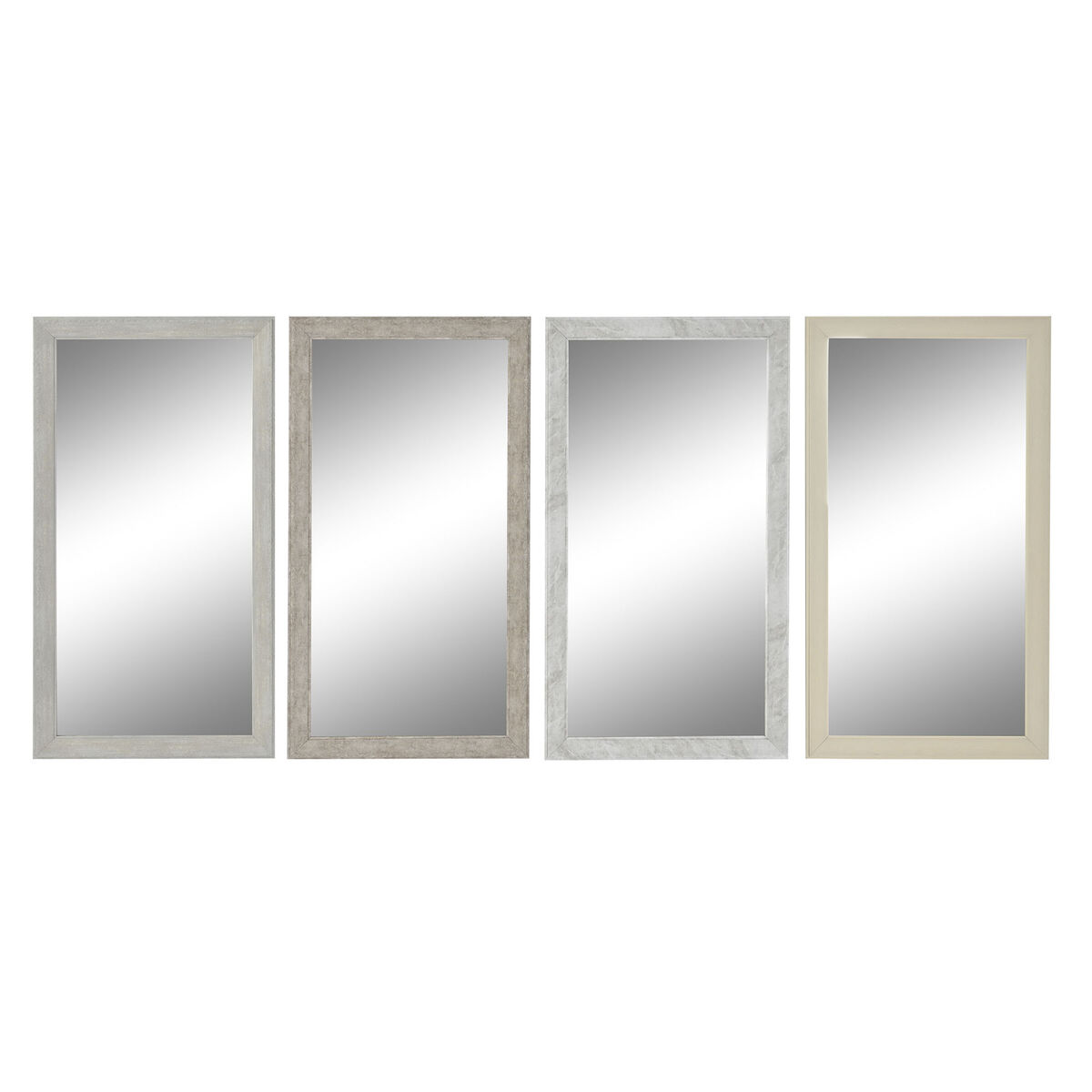 Väggspegel DKD Home Decor Vit Beige Mörkgrå 36 x 2 x 66 cm (4 antal)