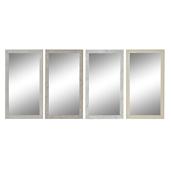 Väggspegel DKD Home Decor Vit Beige Mörkgrå 36 x 2 x 66 cm (4 antal)
