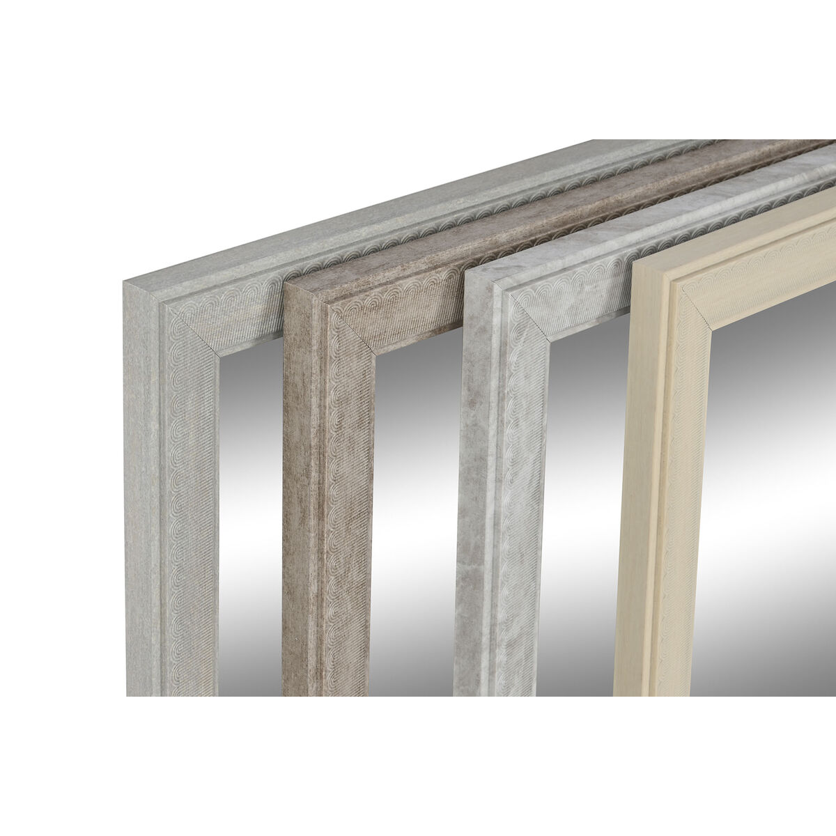 Väggspegel DKD Home Decor Vit Beige Mörkgrå 36 x 2 x 66 cm (4 antal) - 2