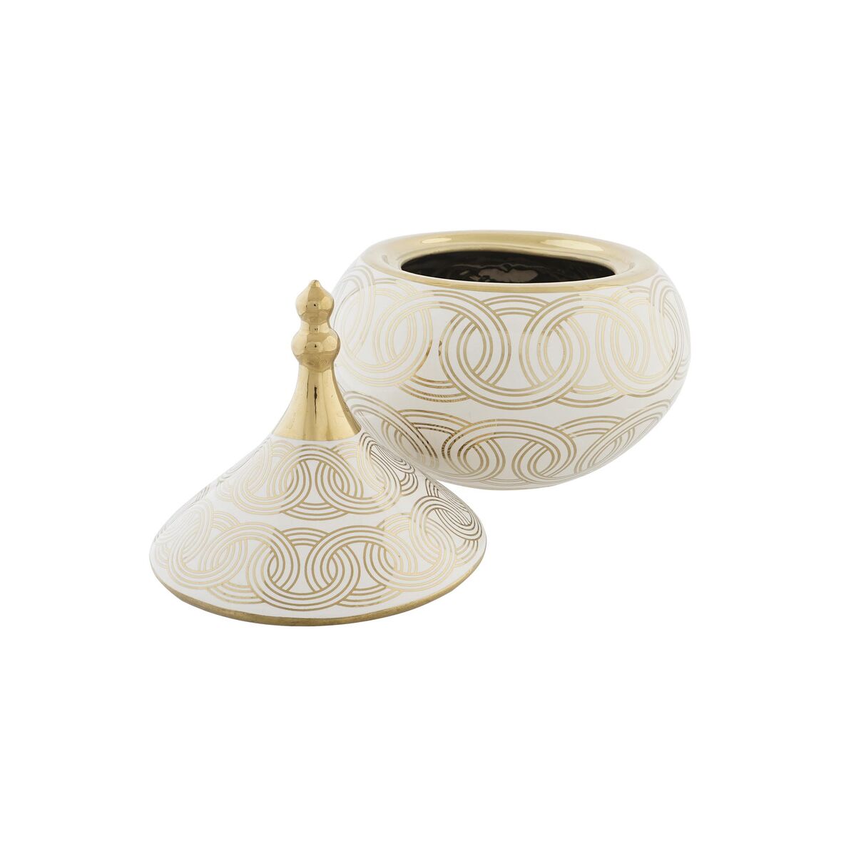 Keramikskål DKD Home Decor Vit Gyllene Porslin Orientalisk Kromad 18 x 18 x 22 cm - 4