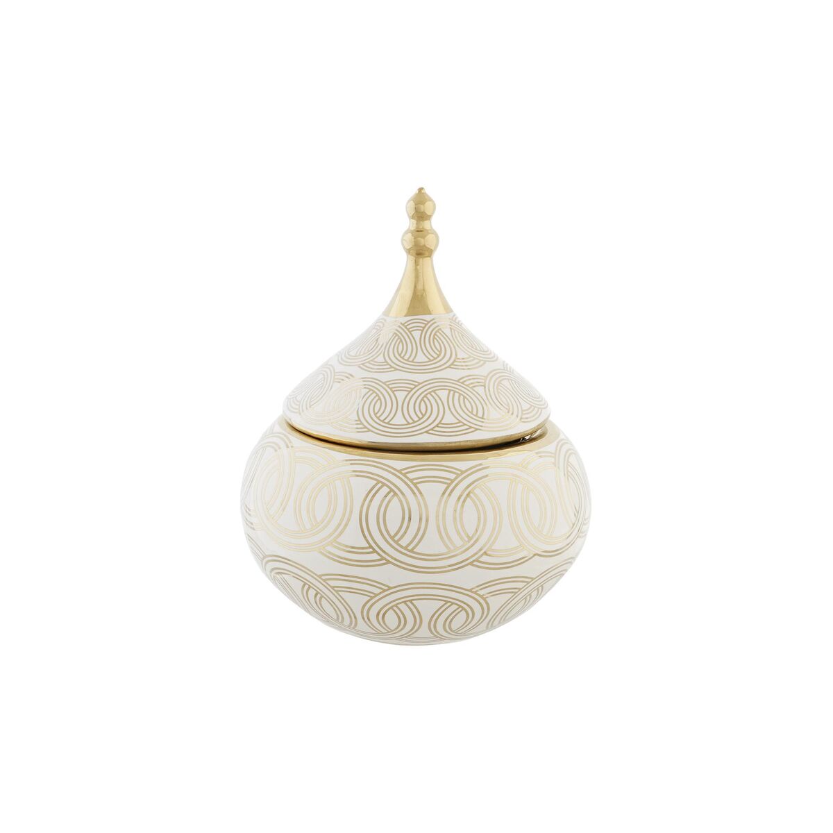 Keramikskål DKD Home Decor Vit Gyllene Porslin Orientalisk Kromad 18 x 18 x 22 cm - 2