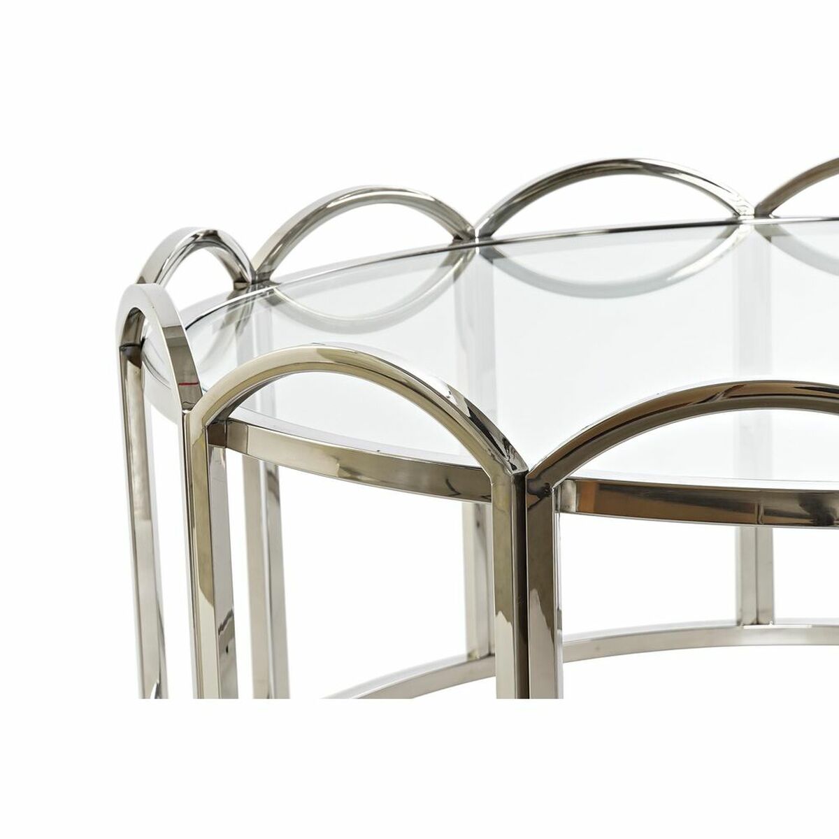 Sidobord DKD Home Decor Glas Silvrig Metall (100 x 100 x 45 cm) - 2