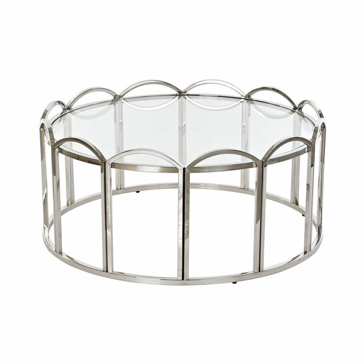 Sidobord DKD Home Decor Glas Silvrig Metall (100 x 100 x 45 cm)