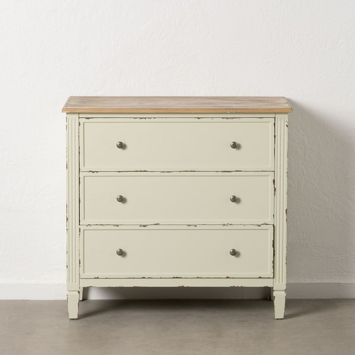 Byrå Beige Naturell Granträ Trä MDF 90 X 42 X 85 CM - 2