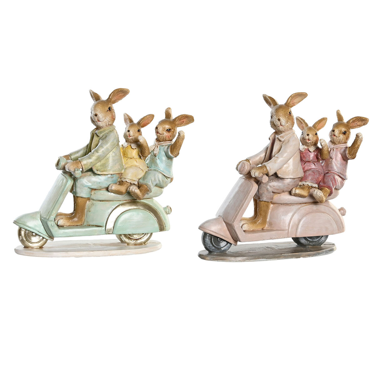 Prydnadsfigur DKD Home Decor 17 x 7 x 15,5 cm Rosa Kanin Grön (2 antal) - 4