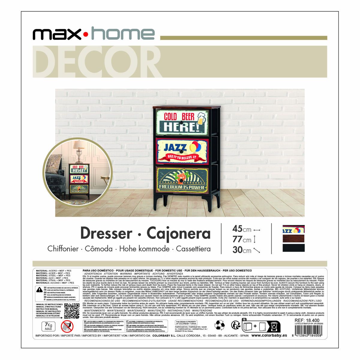 Kommod Max Home Vintage 45 x 77 x 30 cm - 13