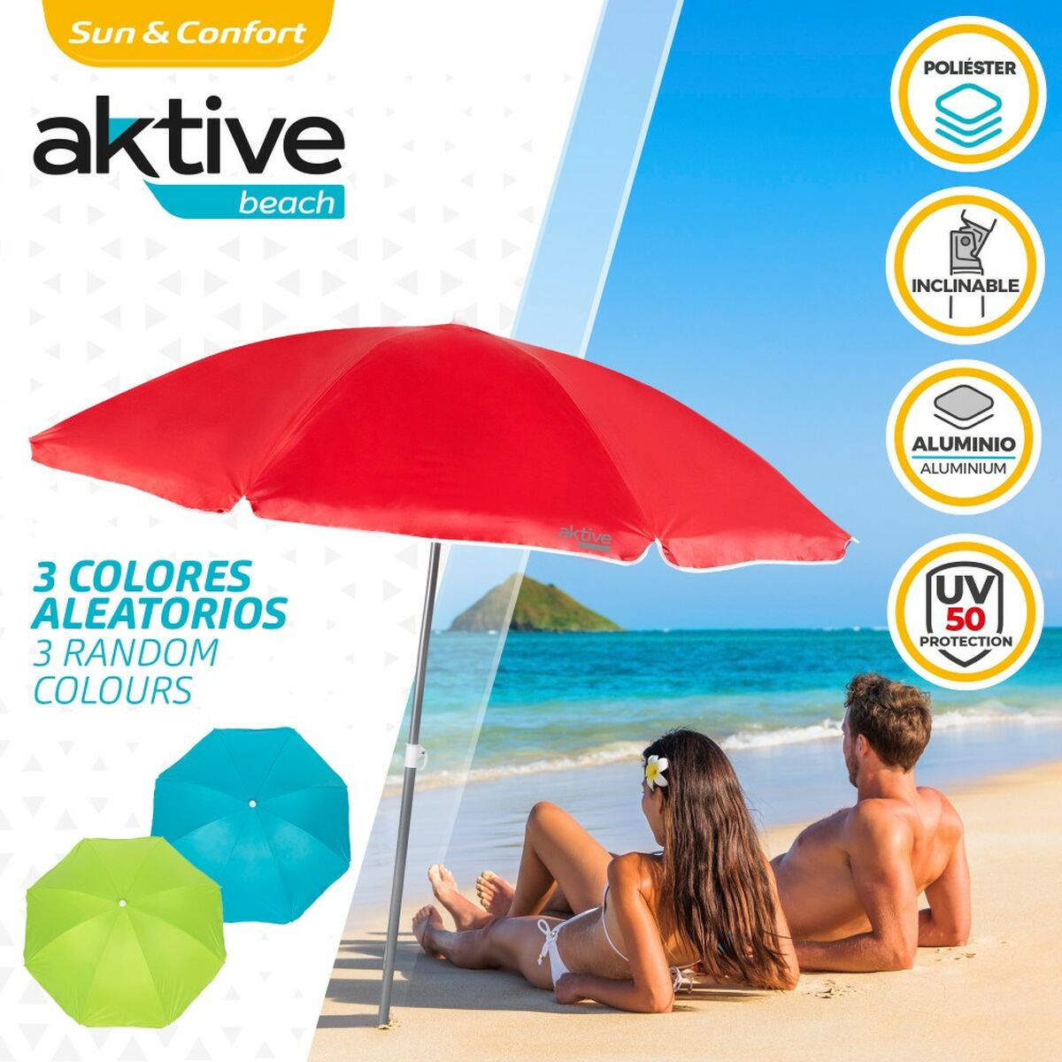 Paraply Aktive 180 x 193 x 180 cm 180 x 180 x 180 cm 180 x 196 x 180 cm (12 antal) - 3