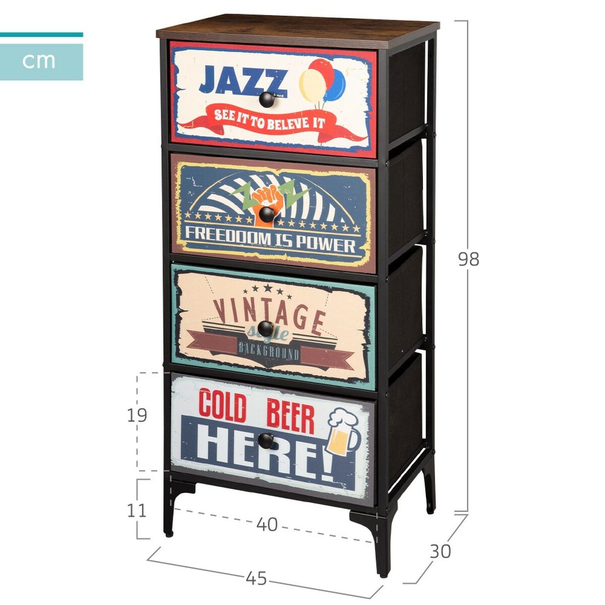 Kommod Max Home Vintage 45 x 98 x 30 cm - 10