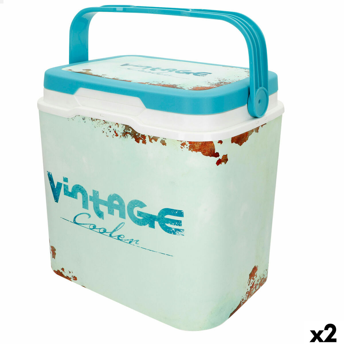 Bärbar styv kylare Aktive 24 L 37 x 35 x 27 cm Blå (2 antal)