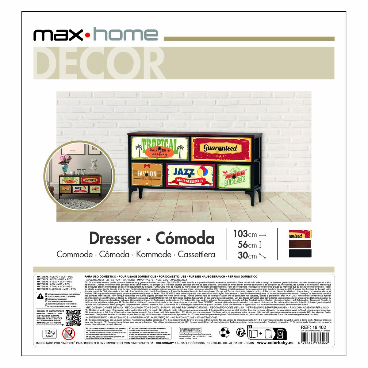 Kommod Max Home Vintage 103 x 56 x 30 cm - 13