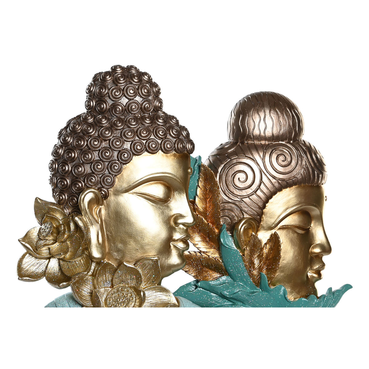 Prydnadsfigur DKD Home Decor 22 x 8 x 42,5 cm Svart Gyllene Buddha Turkos Orientalisk (2 antal) - 2