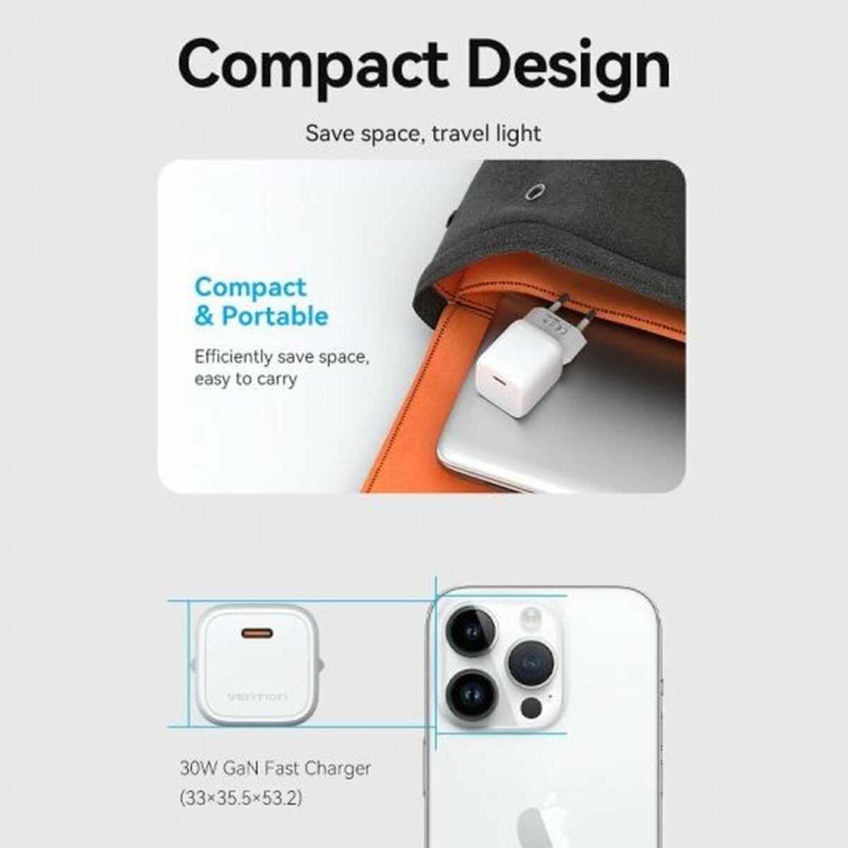 Väggladdare Vention FAKW0-EU 30 W USB-C Gul - 6