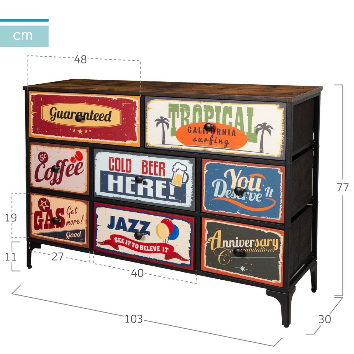 Kommod Max Home Vintage 103 x 77 x 30 cm - 4