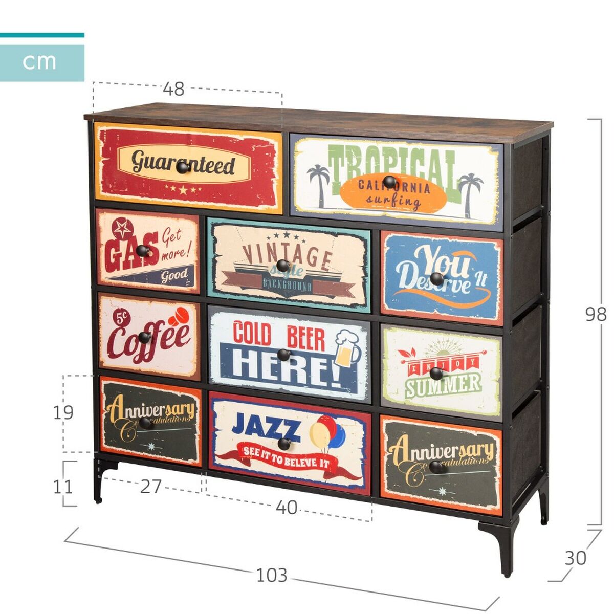 Kommod Max Home Vintage 103 x 98 x 30 cm - 10