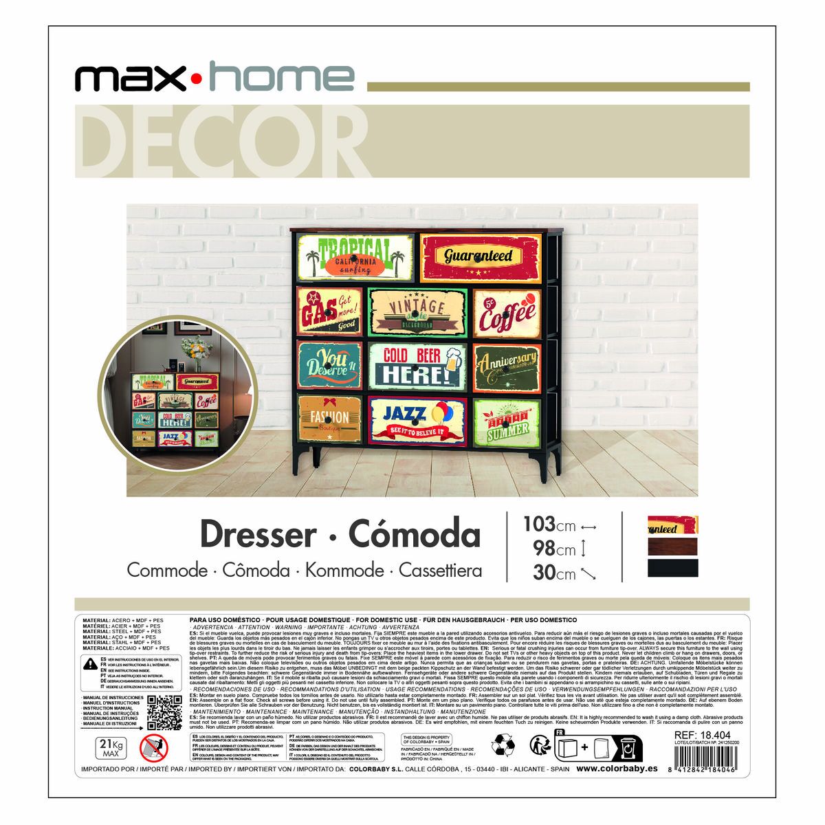 Kommod Max Home Vintage 103 x 98 x 30 cm - 13