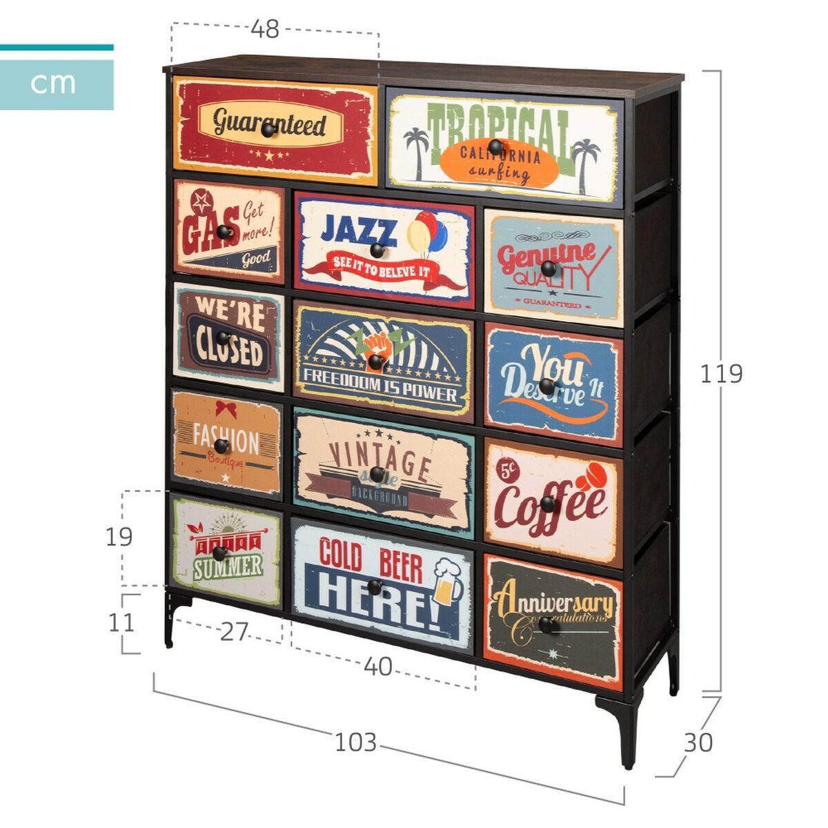 Kommod Max Home Vintage 103 x 119 x 30 cm - 10