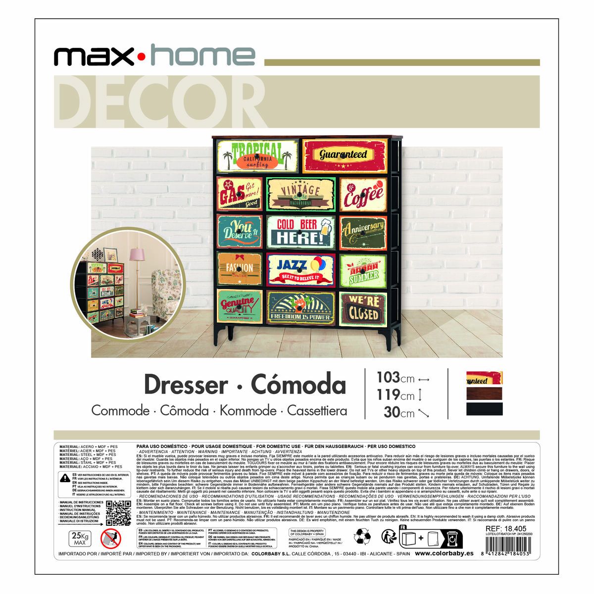 Kommod Max Home Vintage 103 x 119 x 30 cm - 13
