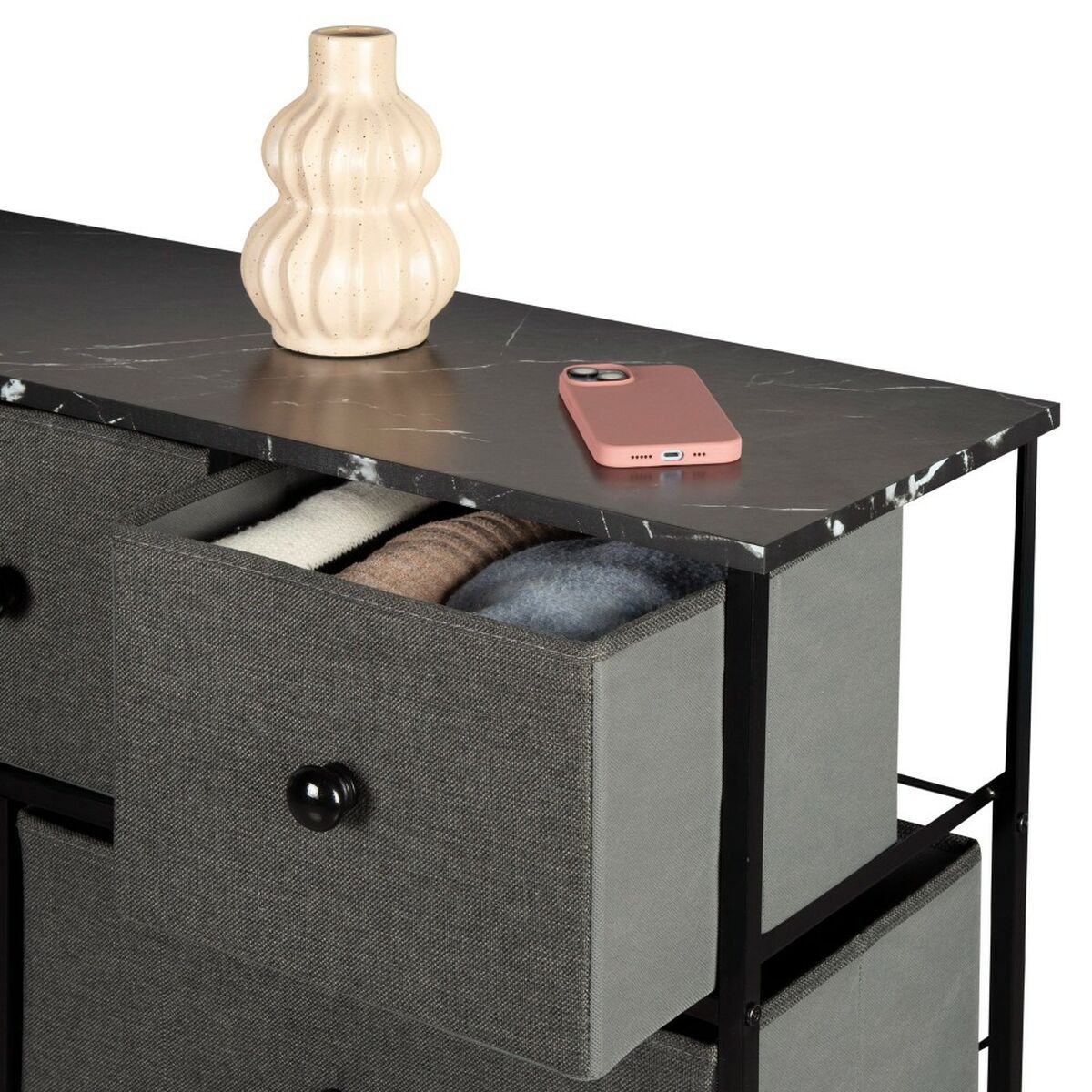 Kommod Max Home Svart Grå Marmor 100 x 100 x 30 cm - 9