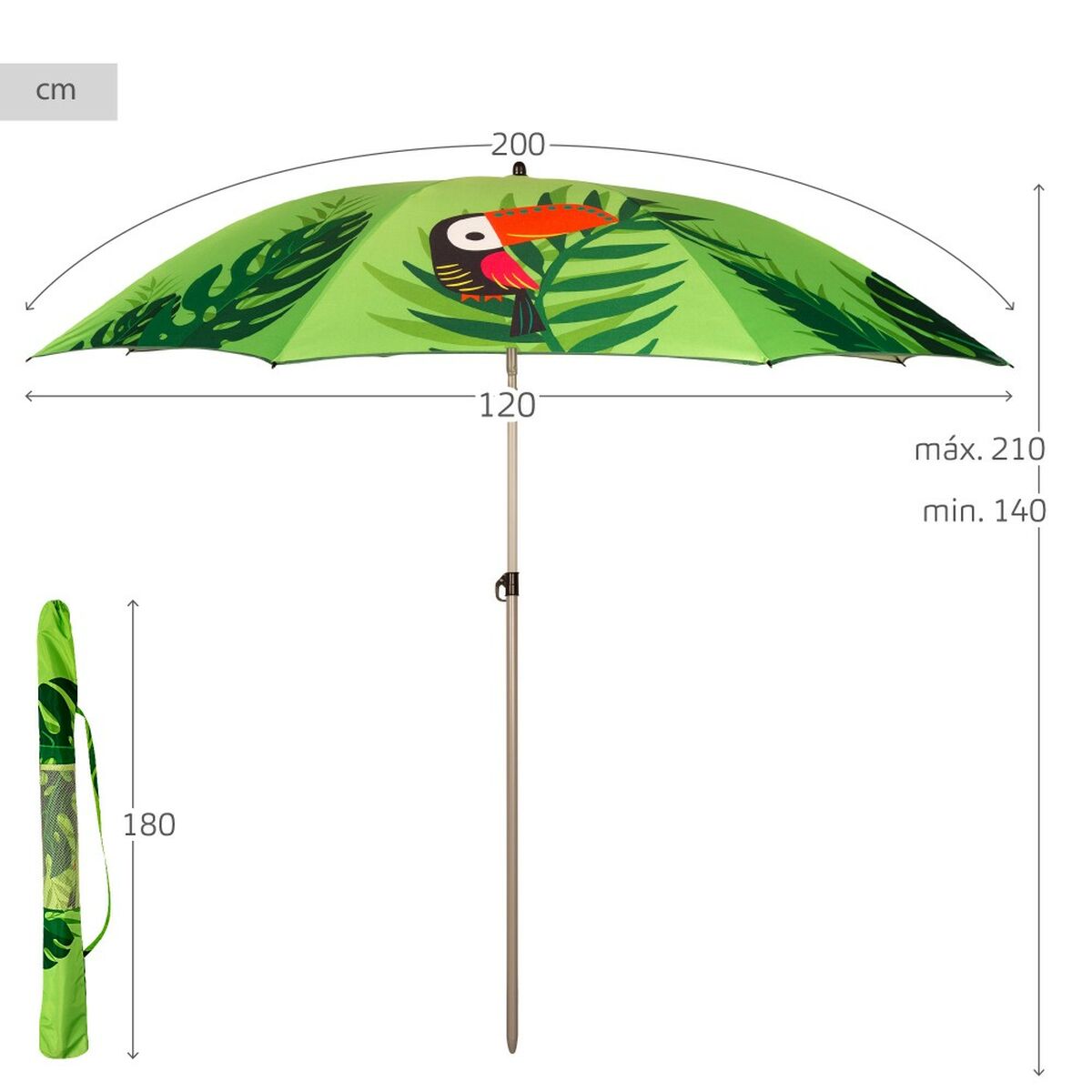 Paraply Aktive 200 x 210 x 200 cm 200 x 215 x 200 cm (6 antal) - 5