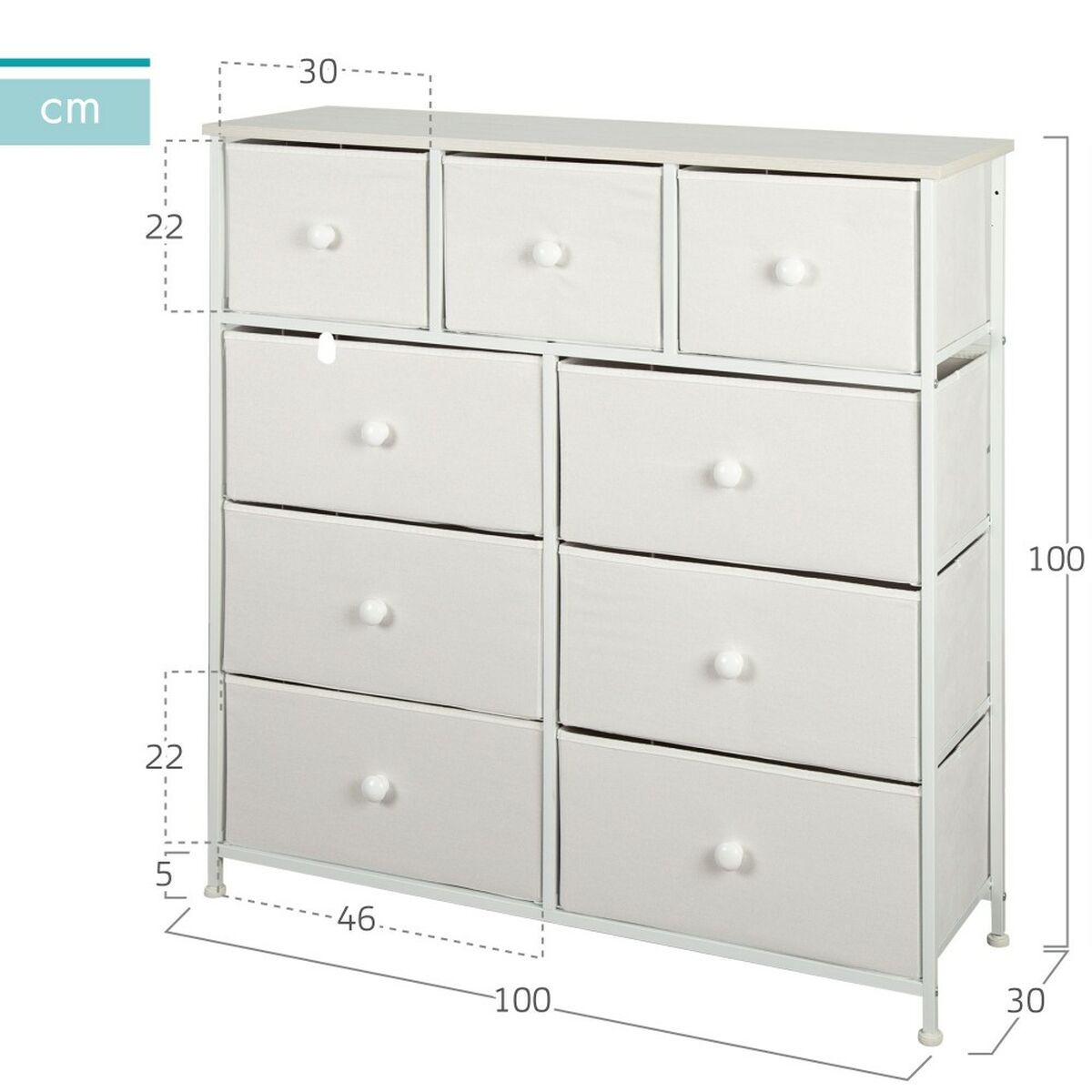 Kommod Max Home Vit 100 x 100 x 30 cm - 10