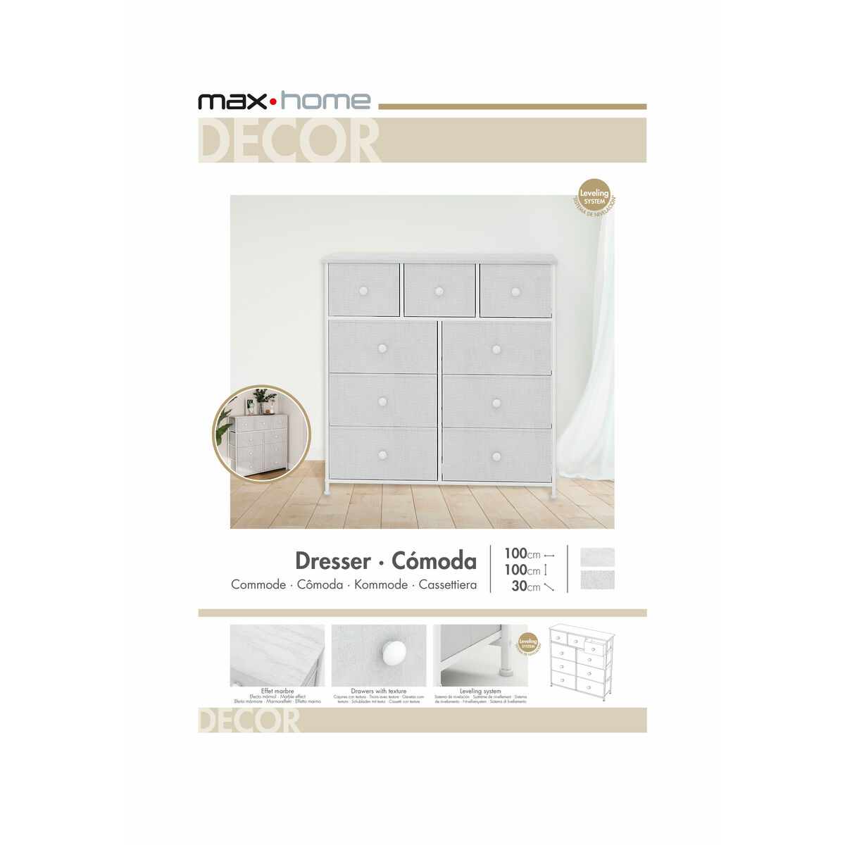 Kommod Max Home Vit 100 x 100 x 30 cm - 14