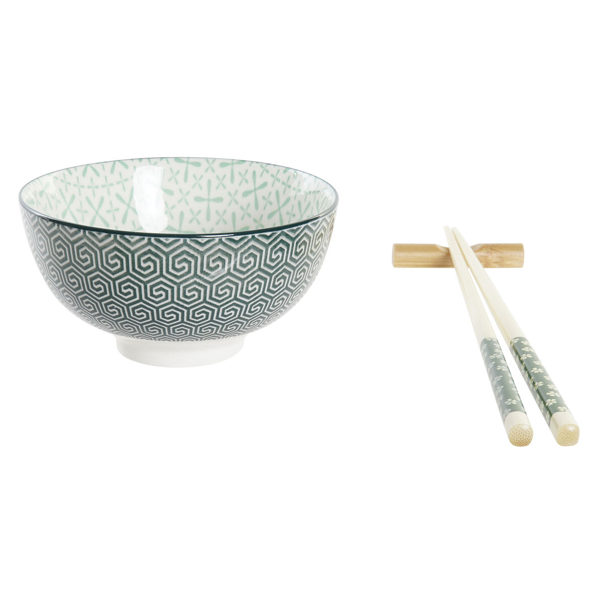 Sushiset DKD Home Decor Bambu Stengods Vit Grön Orientalisk 30 x 21 x 7 cm (6 Delar) - 9