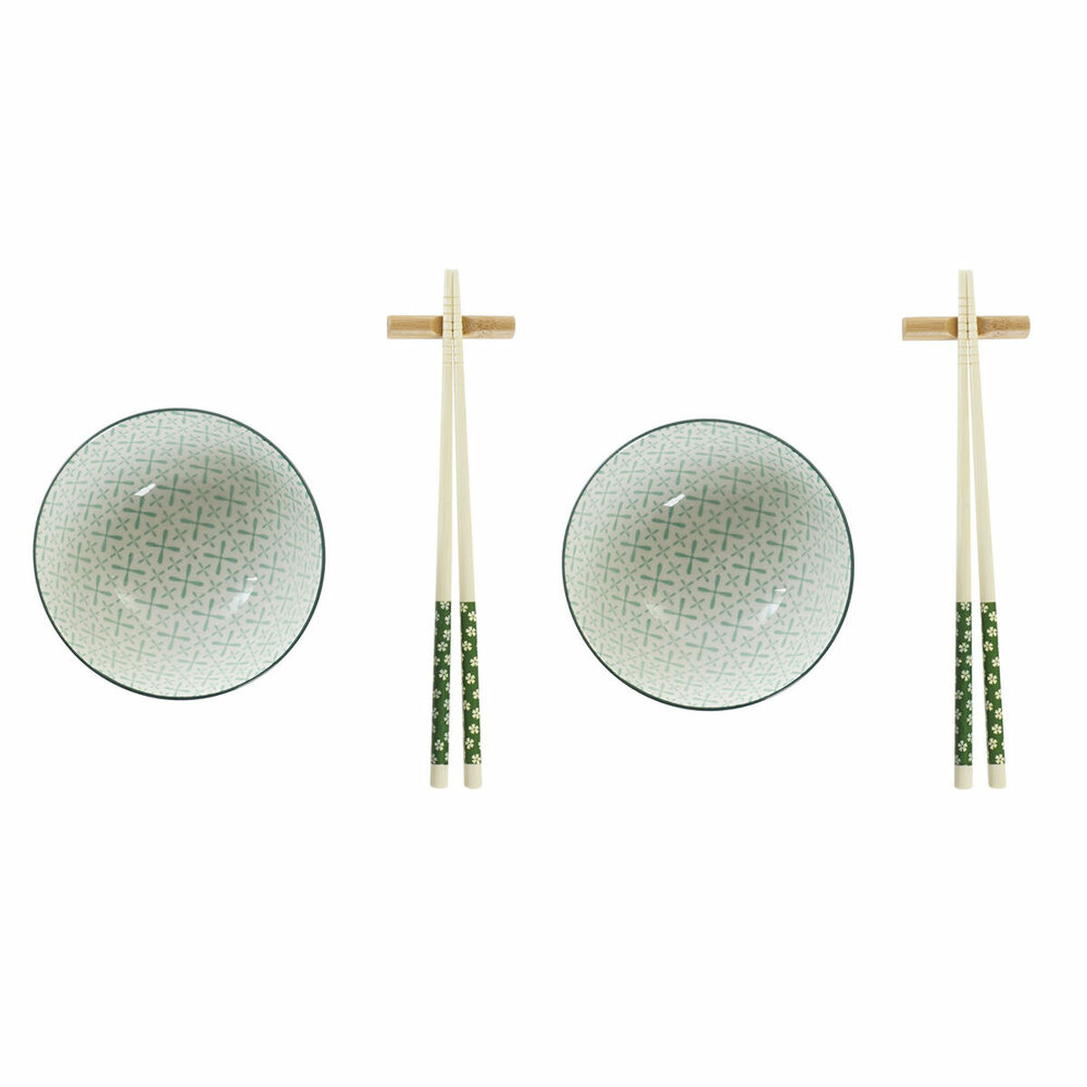 Sushiset DKD Home Decor Bambu Stengods Vit Grön Orientalisk 30 x 21 x 7 cm (6 Delar)