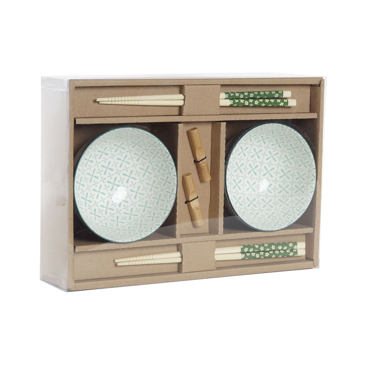 Sushiset DKD Home Decor Bambu Stengods Vit Grön Orientalisk 30 x 21 x 7 cm (6 Delar) - 6