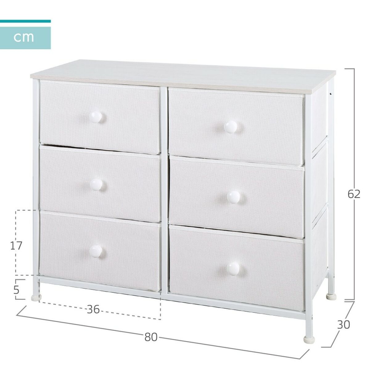Kommod Max Home Vit 80 x 62 x 30 cm - 4