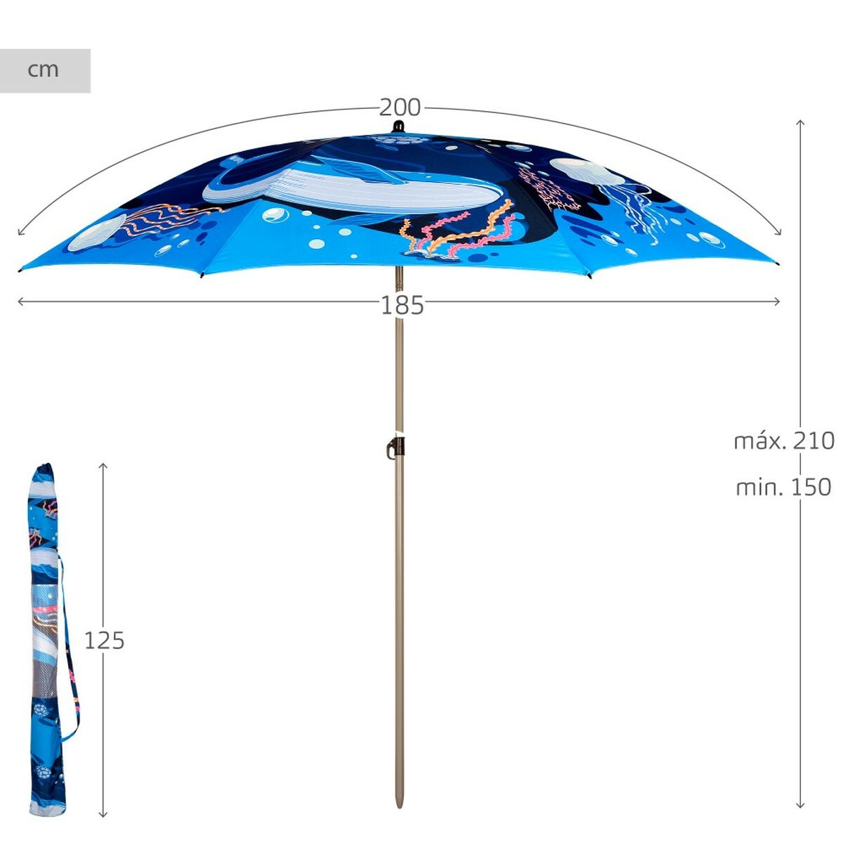 Paraply Aktive 200 x 215 x 200 cm (6 antal) - 12