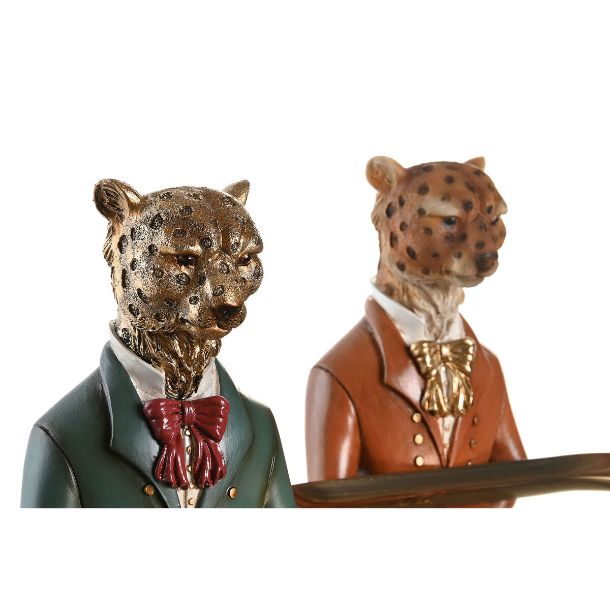 Prydnadsfigur DKD Home Decor 17,5 x 13,5 x 26 cm Blå Gyllene Brun Leopard Kolonial (2 antal) - 3