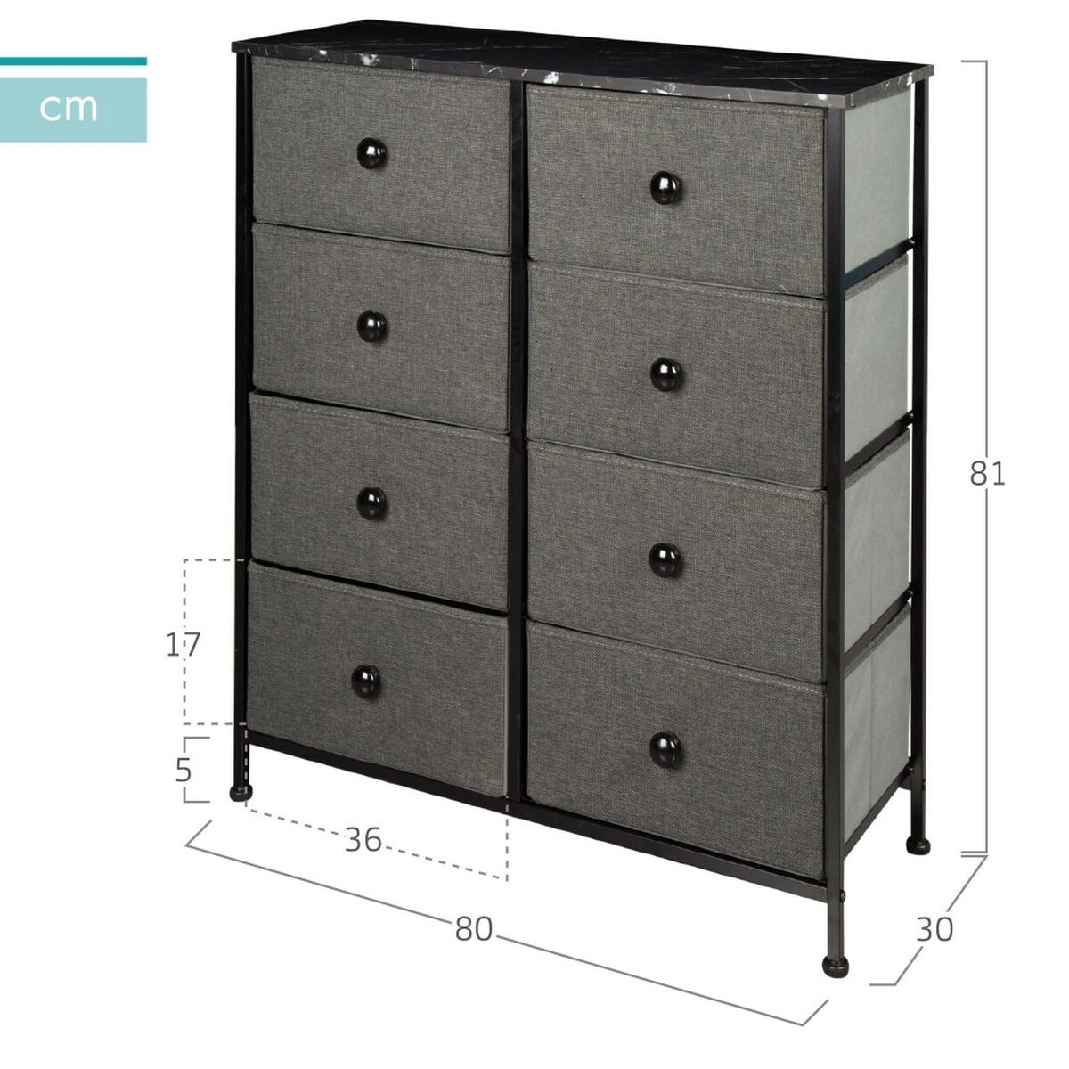 Kommod Max Home Grå Marmor 80 x 81 x 30 cm - 4