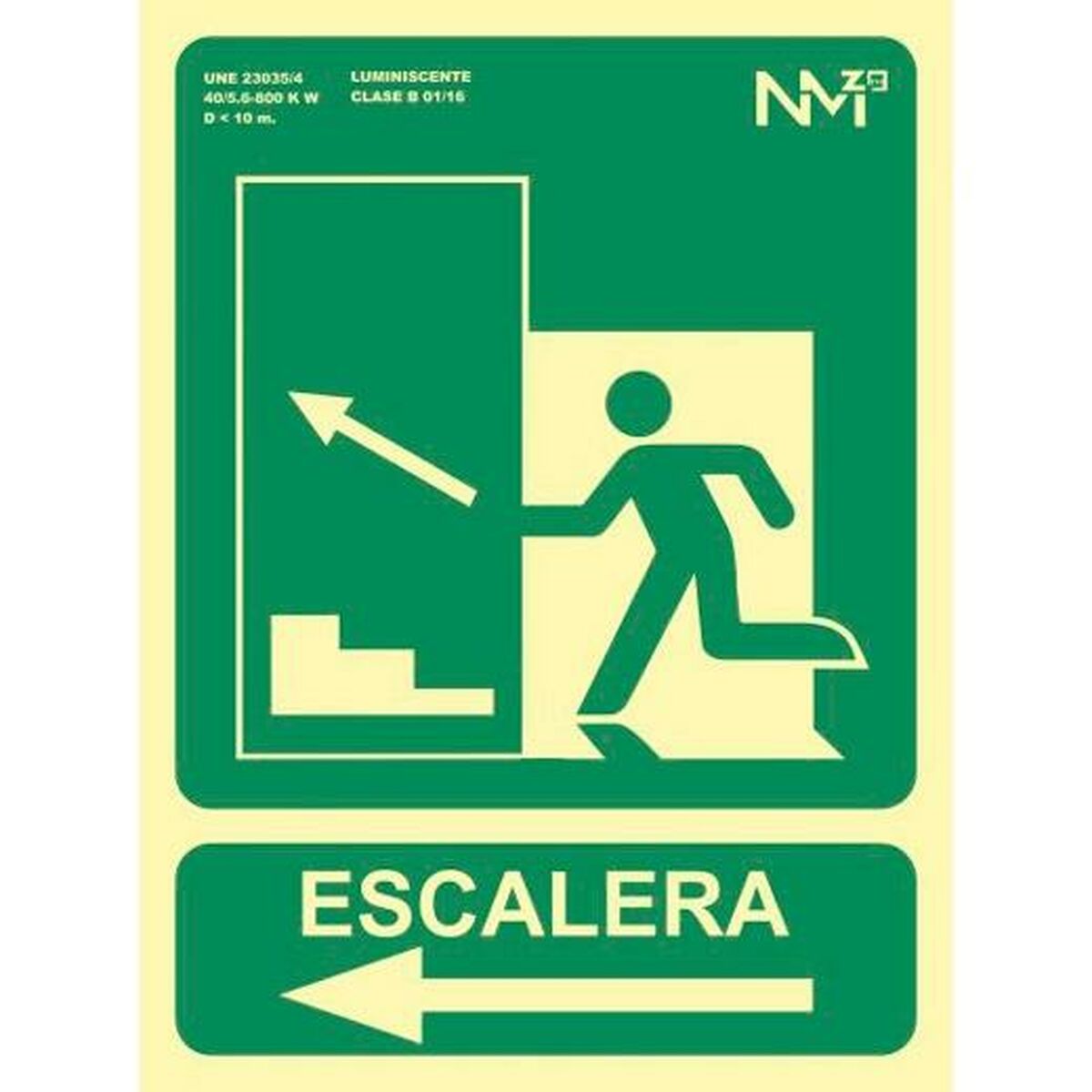 Skylt Archivo 2000 "SALIDA DE EMERGENCIA ESCALERA SUBE IZQUIERDA" PVC 22,4 x 30 cm